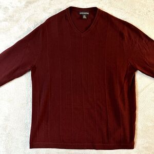 Banana Republic Extra Fine‎ Merino Wool Pullover V-Neck Full Sweater Red - XL